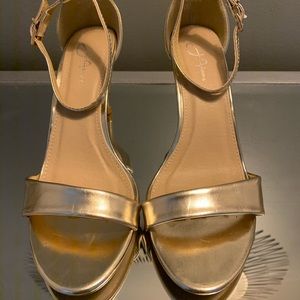 Gold Strap Kitten Heel